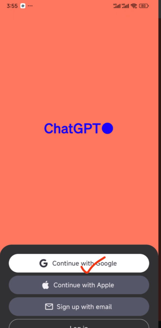选择用于登录 ChatGPT 的 Google 账号