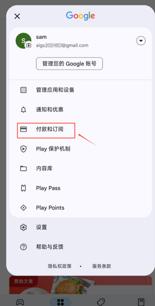 进入付款和订阅
